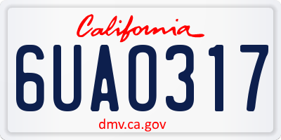 CA license plate 6UAO317
