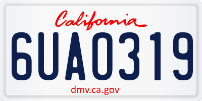 CA license plate 6UAO319