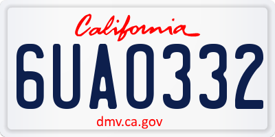 CA license plate 6UAO332