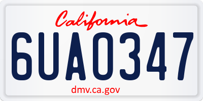 CA license plate 6UAO347