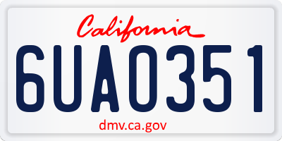 CA license plate 6UAO351