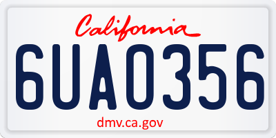 CA license plate 6UAO356