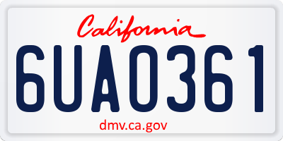 CA license plate 6UAO361