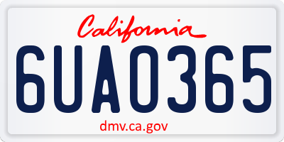 CA license plate 6UAO365