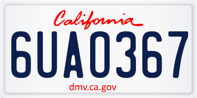 CA license plate 6UAO367