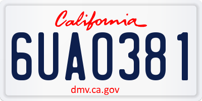 CA license plate 6UAO381