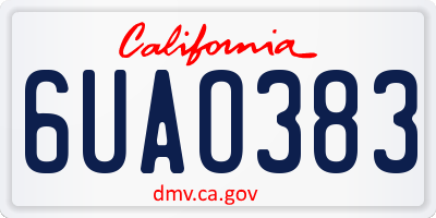 CA license plate 6UAO383