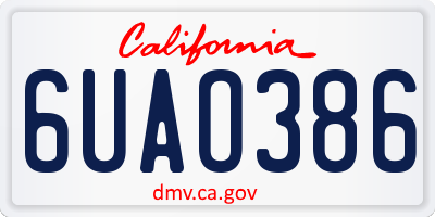 CA license plate 6UAO386