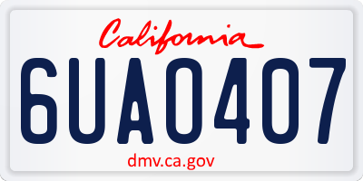 CA license plate 6UAO407