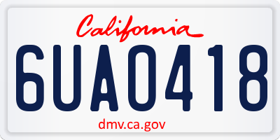 CA license plate 6UAO418