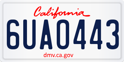 CA license plate 6UAO443