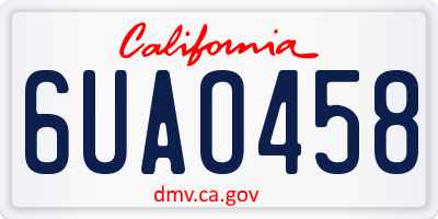 CA license plate 6UAO458