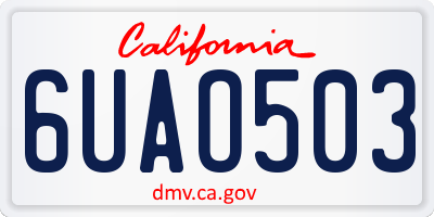 CA license plate 6UAO503