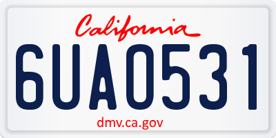 CA license plate 6UAO531