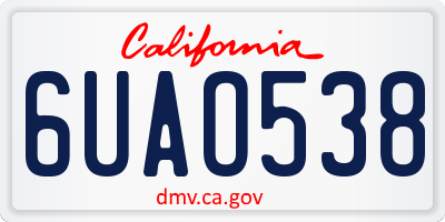 CA license plate 6UAO538