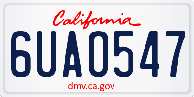 CA license plate 6UAO547