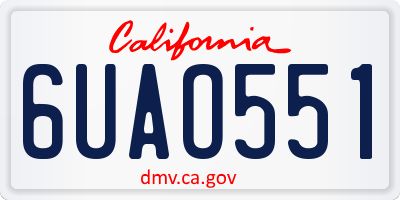 CA license plate 6UAO551