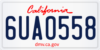 CA license plate 6UAO558