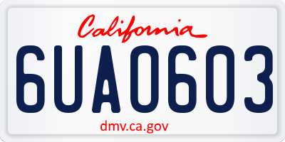 CA license plate 6UAO603