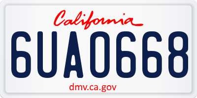 CA license plate 6UAO668