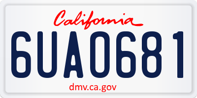 CA license plate 6UAO681