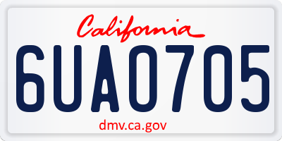 CA license plate 6UAO705