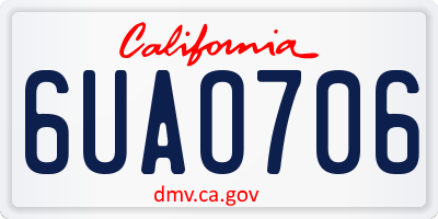 CA license plate 6UAO706