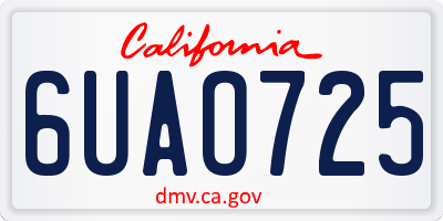 CA license plate 6UAO725