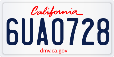 CA license plate 6UAO728