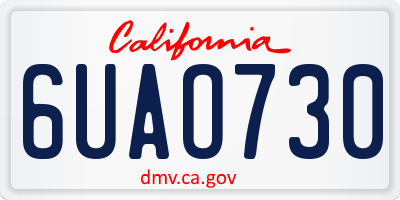 CA license plate 6UAO730
