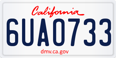 CA license plate 6UAO733