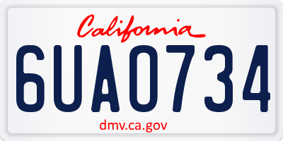 CA license plate 6UAO734