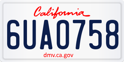 CA license plate 6UAO758