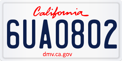 CA license plate 6UAO802