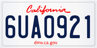 CA license plate 6UAO921