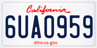 CA license plate 6UAO959