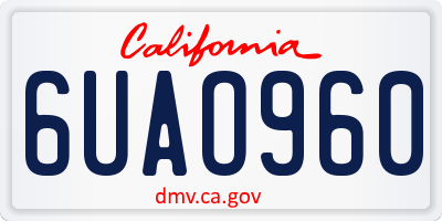 CA license plate 6UAO960