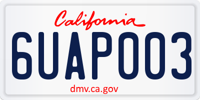 CA license plate 6UAP003