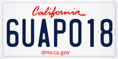 CA license plate 6UAP018