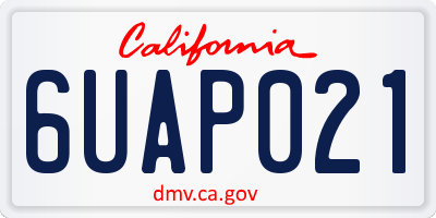 CA license plate 6UAP021