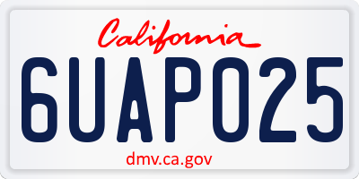 CA license plate 6UAP025