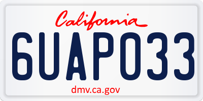 CA license plate 6UAP033