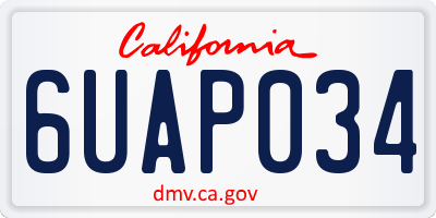 CA license plate 6UAP034