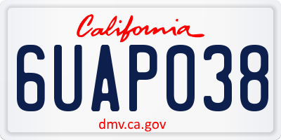CA license plate 6UAP038