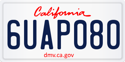 CA license plate 6UAP080