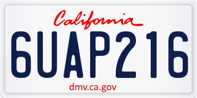 CA license plate 6UAP216