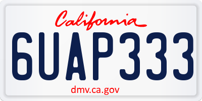 CA license plate 6UAP333