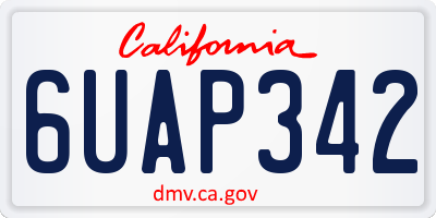 CA license plate 6UAP342