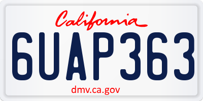 CA license plate 6UAP363
