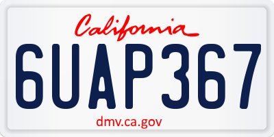 CA license plate 6UAP367